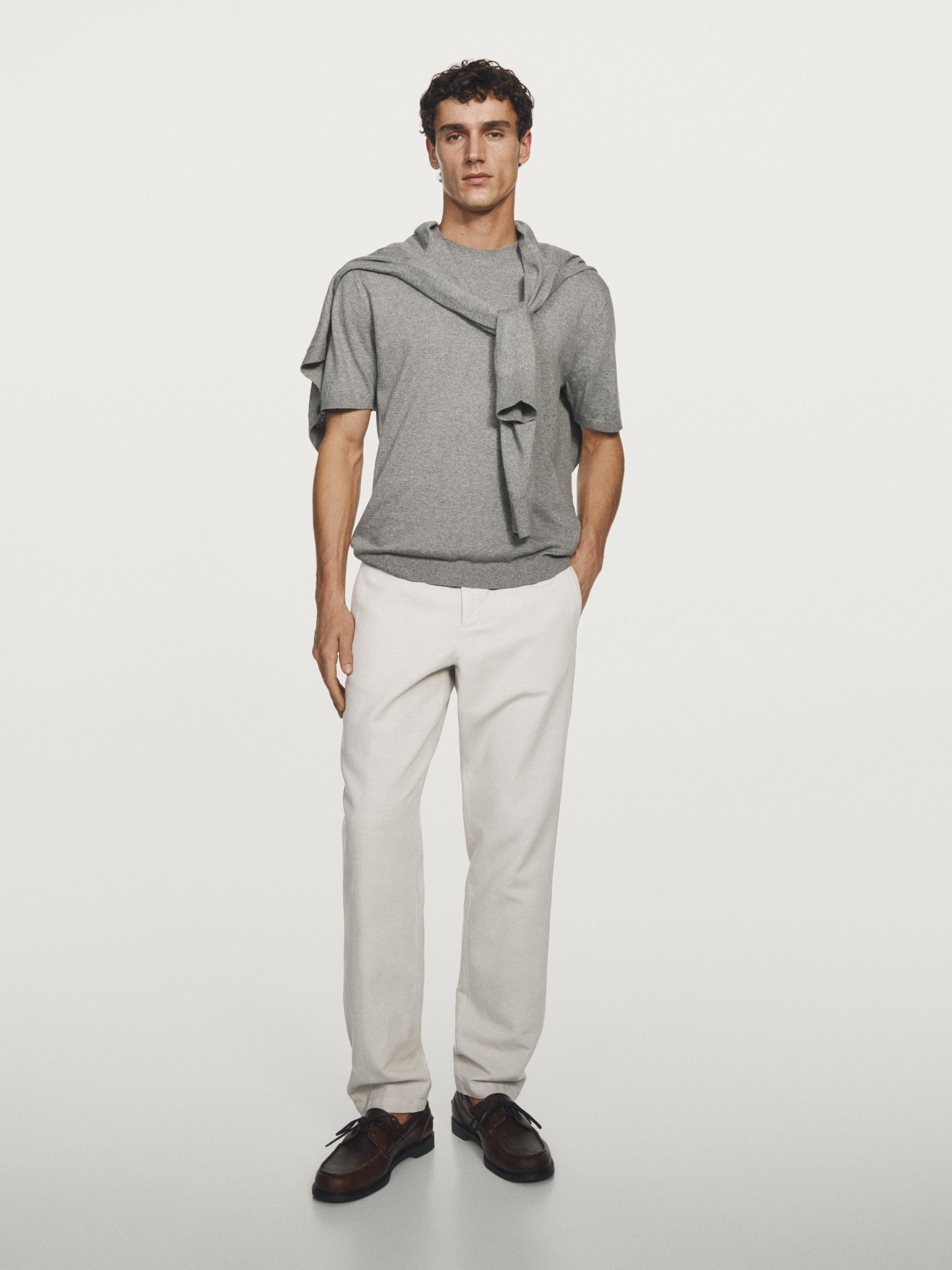 Short sleeve melange knit T-shirt